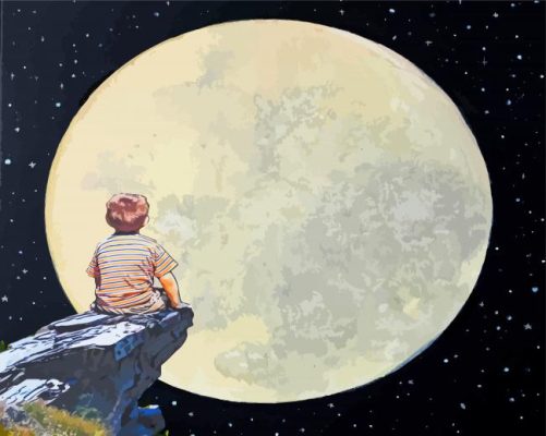 Boy Watching Moon Paint By Numbers