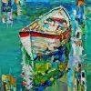 Colorful Abstract Rustic Boat On Lake Paint By Numbers