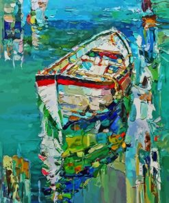 Colorful Abstract Rustic Boat On Lake Paint By Numbers