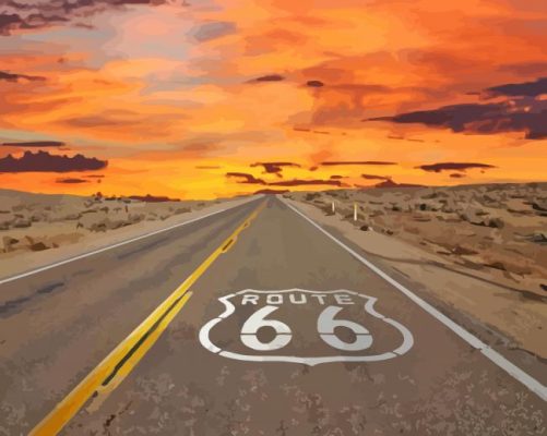 Cool Sunset On Route 66 Paint By Numbers