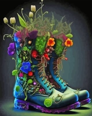 Floral Boot Paint By Numbers