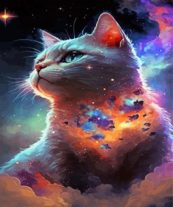Galaxy White Cat Paint By Numbers