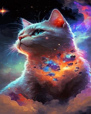 Galaxy White Cat Paint By Numbers