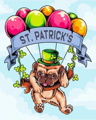 Leprechaun Dog With Balloons Paint By Numbers