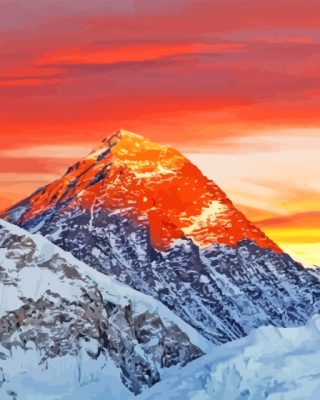 Mount Everest Sunset Paint By Numbers