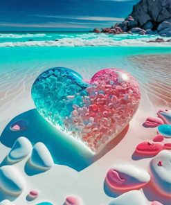 Pink And Blue Tropical Heart Paint By Numbers