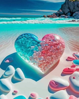 Pink And Blue Tropical Heart Paint By Numbers