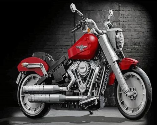 Red Harley Low Boy Paint By Numbers