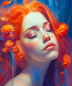 Redhead Girl Underwater Paint By Numbers