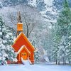 Snowy Yosemite Valley Chapel Paint By Numbers