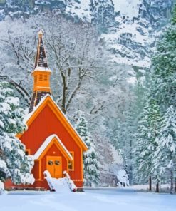Snowy Yosemite Valley Chapel Paint By Numbers