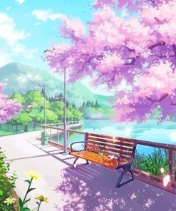 Anime Cherry Blossom Park Paint By Numbers