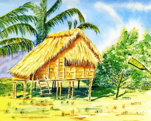 Aesthetic Nipa Hut Paint By Numbers