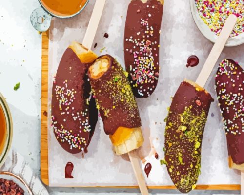 Bananas With Caramel And Chocolate Paint By Numbers