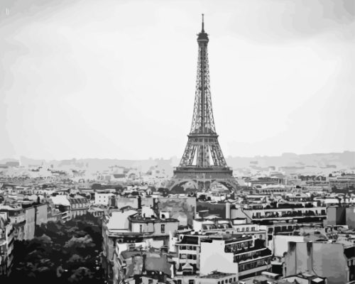 Black And White Paris View From Triumphal Arch Paint By Numbers