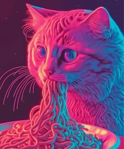 Cat Eating Spaghetti Paint By Numbers