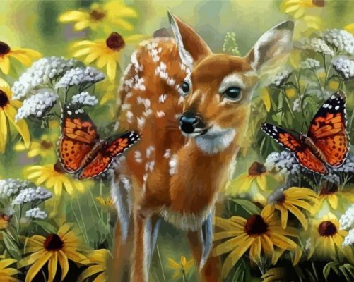 Deer And Butterfly Paint By Numbers