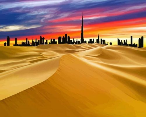 Dubai Desert Sunset Scene Paint By Numbers