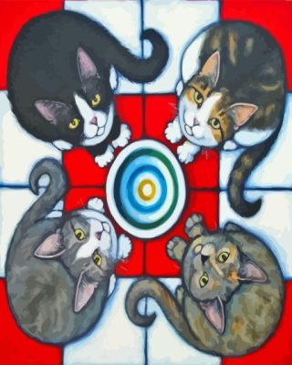 Four Hungry Cats Paint By Numbers