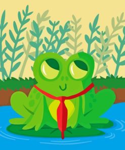 Frog On Lily Pad With Red Tie Paint By Numbers