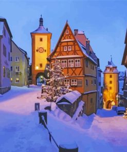 Germany Rottenburg Au Da Tauber In Snow Paint By Numbers