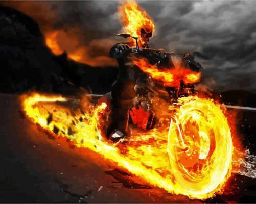 Ghost Rider Motorcycle Rider Paint By Numbers