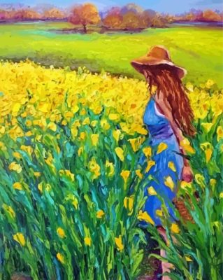 Girl In Flowers Meadow Paint By Numbers