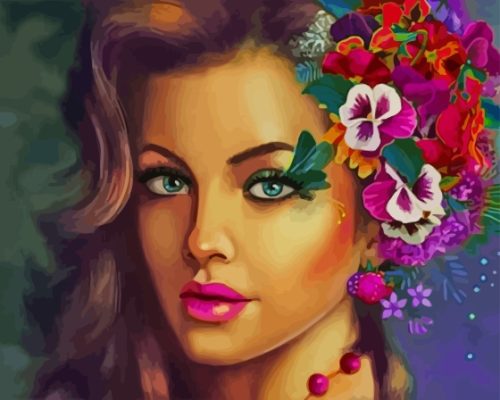 Girl With Flower Hair Paint By Numbers