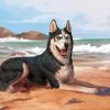 Husky Dog On The Beach Paint By Numbers