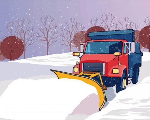 Illustration Snow Plow Truck Paint By Numbers