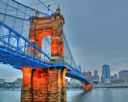 Kentucky John A Roebling Suspension Bridge Paint By Numbers