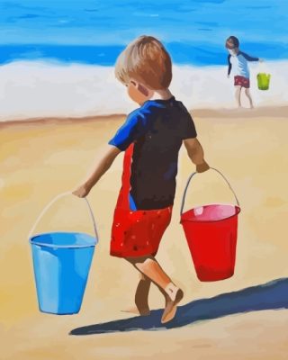 Kid At Beach Paint By Numbers