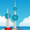 Kuwait Towers Illustration Paint By Numbers