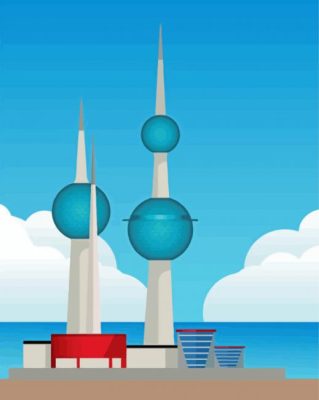 Kuwait Towers Illustration Paint By Numbers