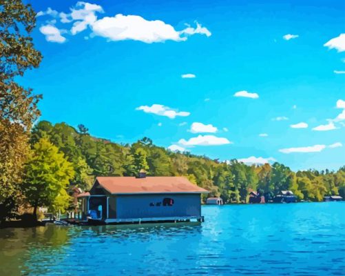 Lake Burton Boathouse At Moccasin Creek State Park Paint By Numbers