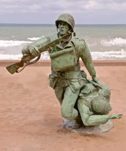 Memorial Wounded Soldier Omaha Beach Paint By Numbers