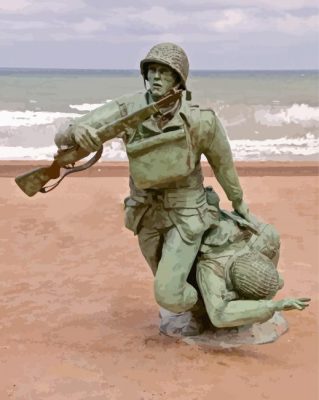 Memorial Wounded Soldier Omaha Beach Paint By Numbers