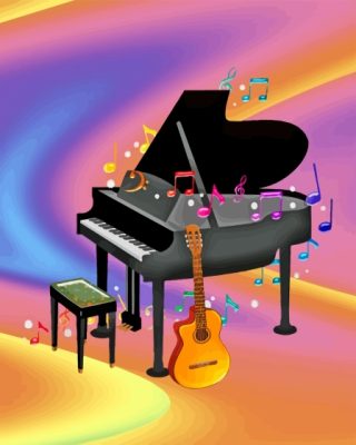 Music Instruments Piano And Guitar Paint By Numbers