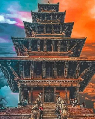 Nepal Bhaktapur Nyatapola Temple Paint By Numbers