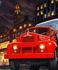 Red Classic Mack Truck Paint By Numbers