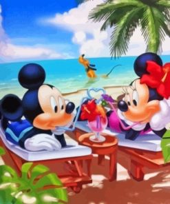 Relaxing Mickey And Minnie At The Beach Paint By Numbers