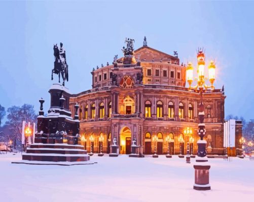 Semperoper Dresden In Winter Paint By Numbers