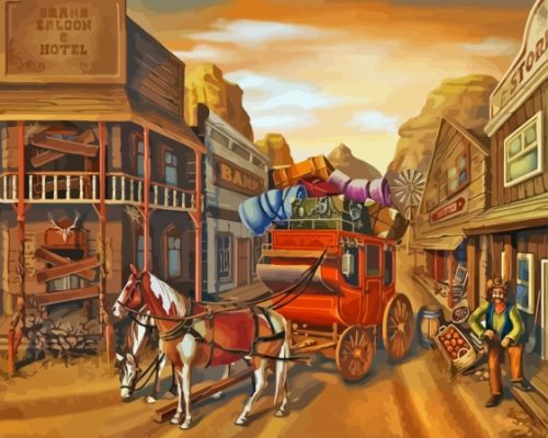 Stagecoach And Horses Paint By Numbers