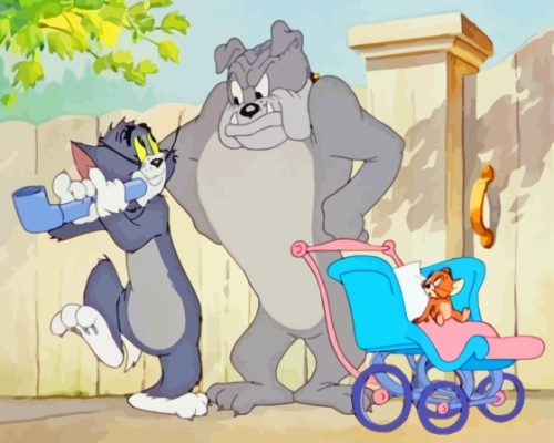 Tom And Jerry And Dog Spike Paint By Numbers