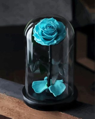 Turquoise Rose In A Dome Paint By Numbers