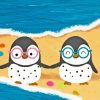 Two Baby Penguins On The Beach Paint By Numbers