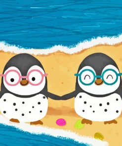 Two Baby Penguins On The Beach Paint By Numbers