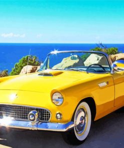 Vintage Yellow Ford Thunderbird Paint By Numbers