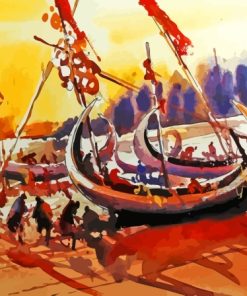 Abstract Sampan Boat Paint By Numbers