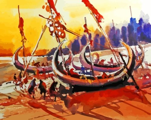 Abstract Sampan Boat Paint By Numbers